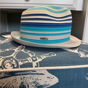 Calvin Klein Striped Blue and Cream Fedora Hat